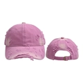 Casquette de baseball rose délavée avec détails déchirés et boucle réglable en métal - Casquette de Baseball en Denim Vieilli Rose