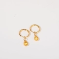 Elegant gold huggie earrings with pear-cut yellow zircon pendants for a luxury look - November / Yellow