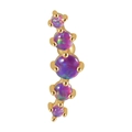 Gold-plated ear stud with five graduated purple opals in a curved vertical setting - 1.2*6*3mm / Gold - Purple Opal