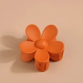 Matte orange flower hair claw clip with five-petal design for summer hairstyles - Orange Red