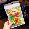 Colorful high-elastic baby hair ties in lemon yellow and green in a frosted bag - Fluorescent Colors (Approx. 50Pcs)