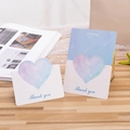 Minimalist 3D heart thank you card set in white and blue starry sky gradient finish - Thank You / Light Blue Zircon