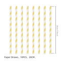 Pack of 10 yellow and white striped paper straws with dimensions marked at 20cm - Paper Straws