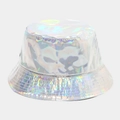 Sombrero de pescador holográfico plateado con acabado metálico irisado arco iris - M (56-58cm) / Plateado