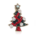 Detailed view of Christmas tree brooch with colorful rhinestones on a white background - Style 48 (3.2*2.2cm)