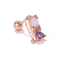 Rose gold flower stud earring featuring sparkling purple and white zircon crystals - Style 1425 / Rose Gold
