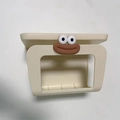Wall-mounted tissue box in cream plastic featuring a cute cartoon face design - DIY Sausage Mouth - Creamy White / 1 Piece
