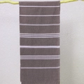 Brown striped Turkish beach towel with white thin lines and tassel woven texture - Coffee