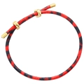 Close-up of red and black braided rope bracelet with gold sliding metal adjustment buckles - Style I