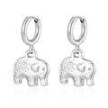 Minimalist silver elephant pendant hoop earrings in stainless steel finish - Elephant (MS-668) / 2.0*8 / Steel