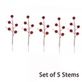 5er-Set künstliche rote Beeren-Zweige für DIY Weihnachtsbaum und festliche Dekoration - 16CM Rote Beeren Zweige (5er Set)