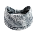 Bandeau de yoga gris à motif paisley en coton extensible pour le sport féminin - Gris Paisley (#111)