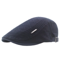 Navy blue newsboy cap with diamond quilted stitching and adjustable metal side buckle - Navy Blue