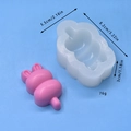 Dettaglio macro dello stampo in silicone a coniglio con dimensioni e misure del prodotto - Forma di Coniglio Orso