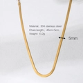 Gold-plated 18K stainless steel 5mm snake chain necklace with adjustable length - Gold 5mm Blade Chain 45cm