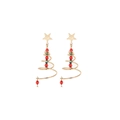 Golden spiral Christmas tree earrings with colorful red and green beads - 87. Stars