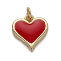 Colgante de corazón chapado en oro con relleno rojo para creación de joyas DIY - Corazón Rojo
