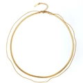 Vue détaillée du collier double épaisseur plaqué or 18 carats avec maille serpent plate - Chaîne Fine Lame et Serpent Or (C-001)