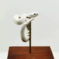Unique rattlesnake ring in silver alloy with detailed scales and red gemstone eyes - Silver Closed Mouth Adjustable