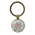 Mandala flower glass dome keychain with a vintage bronze alloy frame finish - Style 2 / Antique Bronze