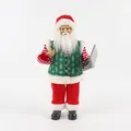 Detail of Christmas Santa plush doll holding a laptop model with festive fabric outfit - Style 33 Modern Style Holding Laptop 45cm
