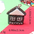 Macro view of brown resin house pendant with dimensions 2.6x2.3cm and 2.3g weight - 7# Brown Cottage