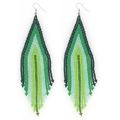 Handmade bohemian seed bead tassel earrings in vibrant green gradient design - Green Gradient (GZ-E210006G)