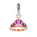 Rose gold crown pendant with colorful enamel accents for DIY bracelet jewelry making - Colorful Crown