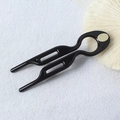 Minimalist black U-shaped wave hair pin featuring a sleek curved design and metallic accent - 9cm Fishtail Double Fork - Label Dark Brown / 9cm U Plug