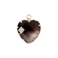 Colgante de corazón dorado con gema tallada oscura para creación de joyas artesanas - Estilo 2-Negro