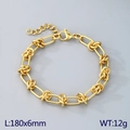 Elegante bracciale a catena da 180mm in acciaio al titanio dorato finitura lucida - Oro