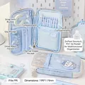 Hellblaue multifunktionale Schreibwarentasche aus Dupont Baumwolle Sorona und PVC - Blau Grau-Meersalz-Keks