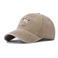 Primer plano de gorra de béisbol de algodón lavado caqui con bordado de perro - Ajustable / Caqui Lavado (Perro)
