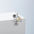 Orecchini orbitali in argento con croce, pietra centrale e zirconi pendenti lucidi - Stile Pianeta Croce Orb(A98-6#)