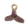 Golden mermaid tail pendant with purple enamel finish for DIY jewelry crafts - Mermaid Tail (14x15mm)