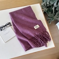 Soft purple wool tassel scarf with GE RUN SI label displayed on a white table - 37 Patterned Purple / Over 175cm