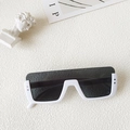Kids trendy white oversized rectangle sunglasses with dark lenses and silver stud details - White