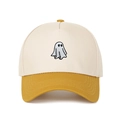 Stilvolle 5-Panel-Baseballkappe mit Halloween-Geisterstickerei in Beige und Gelb - Verstellbar / Gelb