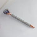 Penna a sfera di cristallo scintillante con strass colorati e pietra blu grezza - Lapislazzuli / Inchiostro Nero