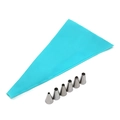Detail of 8-piece cake decorating set with blue silicone bag and 6 stainless steel tips - Blue Theme Hair Clip 8-Piece Set / Blue