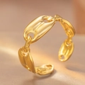 Modern gold-plated pig nose chain ring with an adjustable open band for women - Open Ring / Gold