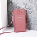 Pink minimalist crossbody phone bag with card slots and gold hardware accessories - Deep Pink