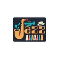 Blue jazz theme silicone bead for baby pacifier clips featuring saxophone and piano keys - Jazz