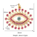 Gold plated evil eye charm with pink cubic zirconia border and blue enamel eye detail - Pink Blue Sapphire Evil Eye Style (M184325K2)