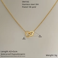 Interlocking double heart necklace in 18k gold plated stainless steel on white background - Double Interlocking Hearts Style (SN416G)