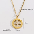 Detail van 14K vergulde ketting met kruishanger met afmetingen en een lengte van 40+5cm - Cirkel Kruis
