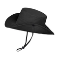 Men's black waterproof sun hat with adjustable wind cord for fishing and outdoor hiking - Black