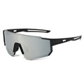 Sport cycling sunglasses featuring a black frame and silver mirrored lenses for outdoor use - Black Frame Silver Mirror