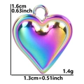 Macro shot of rainbow heart pendant with precise 1.6cm height and 1.3cm width dimensions - Rainbow
