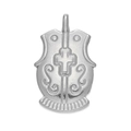 Silver shield pendant with embossed cross and floral patterns for DIY jewelry making - Steel 567# Cross Shield / 13*21.5mm
